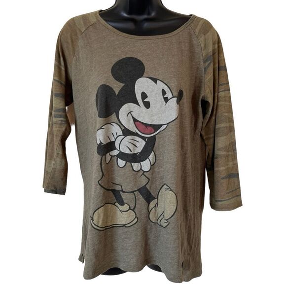 Disney Mickey Mouse Camo Raglan Tee - Picture 1 of 9